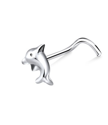 Dolphin Shaped Silver Curved Nose Stud NSKB-80